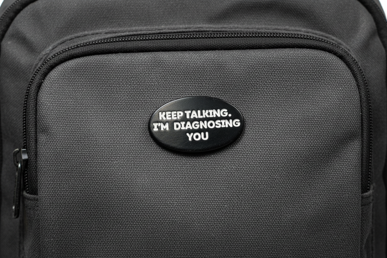 Keep Talking I'm Diagnosing You Enamel Pin - Funny Meme Pin, Friend Gift, Lapel and Bookbag Pin