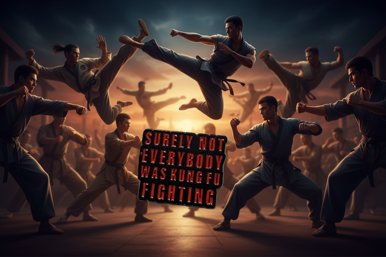 Surely Not Everybody Was Kung Fu Fighting Enamel Pin- Funny Meme Pin, Sarcastic Humor Gift, Bookbag and Lapel Pin