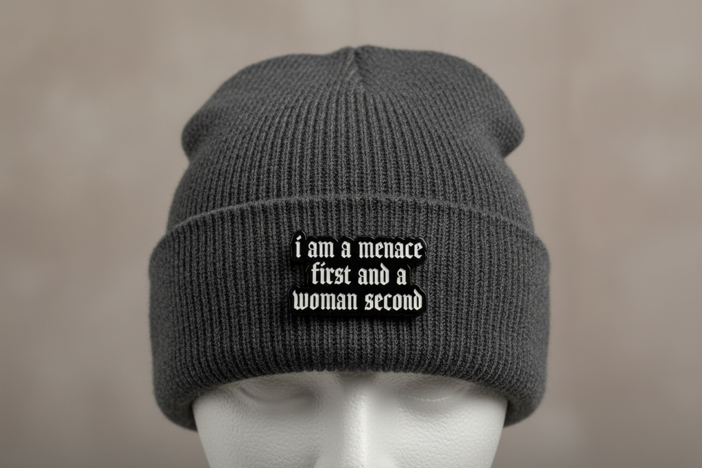 I Am A Menace First and A Woman Second Enamel Pin Funny Menace Pin Friend Gift, Lapel Backpack Pin