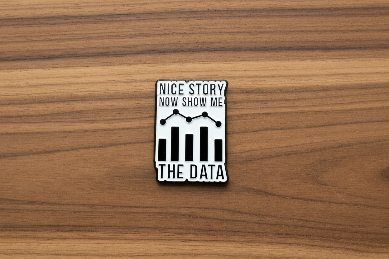 Nice Story Now Show Me the Data Enamel Pin - Funny Meme Pin, Coworker Gift, Backpack and Lapel Pin