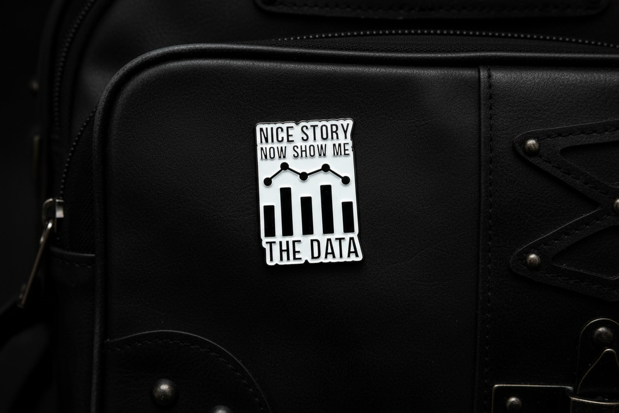Nice Story Now Show Me the Data Enamel Pin - Funny Meme Pin, Coworker Gift, Backpack and Lapel Pin