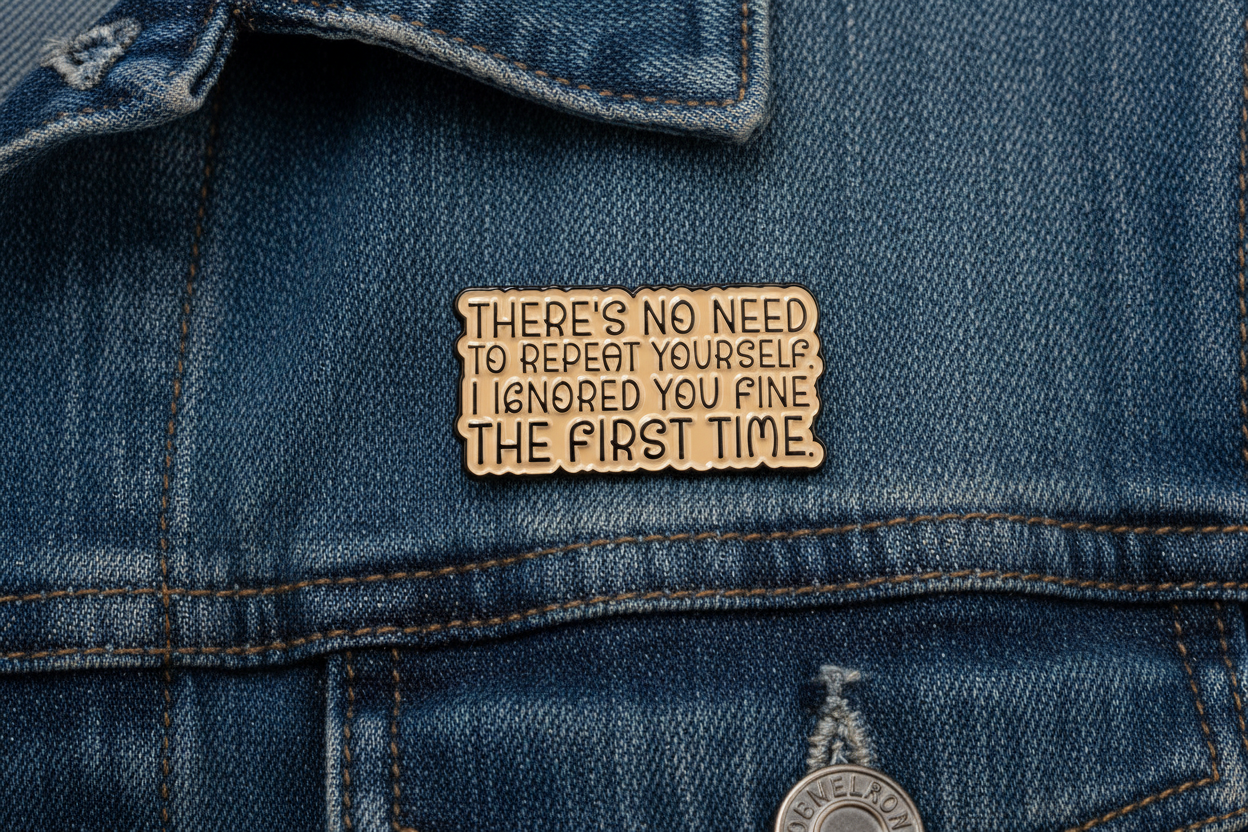 There's No Need To Repeat Yourself Enamel Pin - Sarcastic Meme Pin, Coworker Gift, Bookbag and Lapel Pin