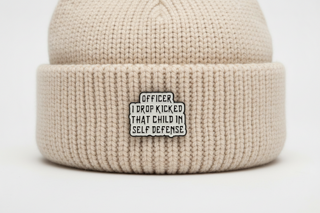 Officer I Dropkicked That Child In Self Defense Enamel Pin - Funny Meme Pin, Meme Gift, Bookbag and Lapel Pin