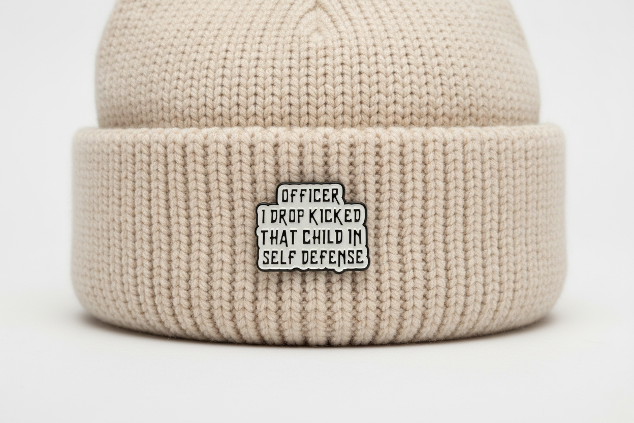 Officer I Dropkicked That Child In Self Defense Enamel Pin - Funny Meme Pin, Meme Gift, Bookbag and Lapel Pin