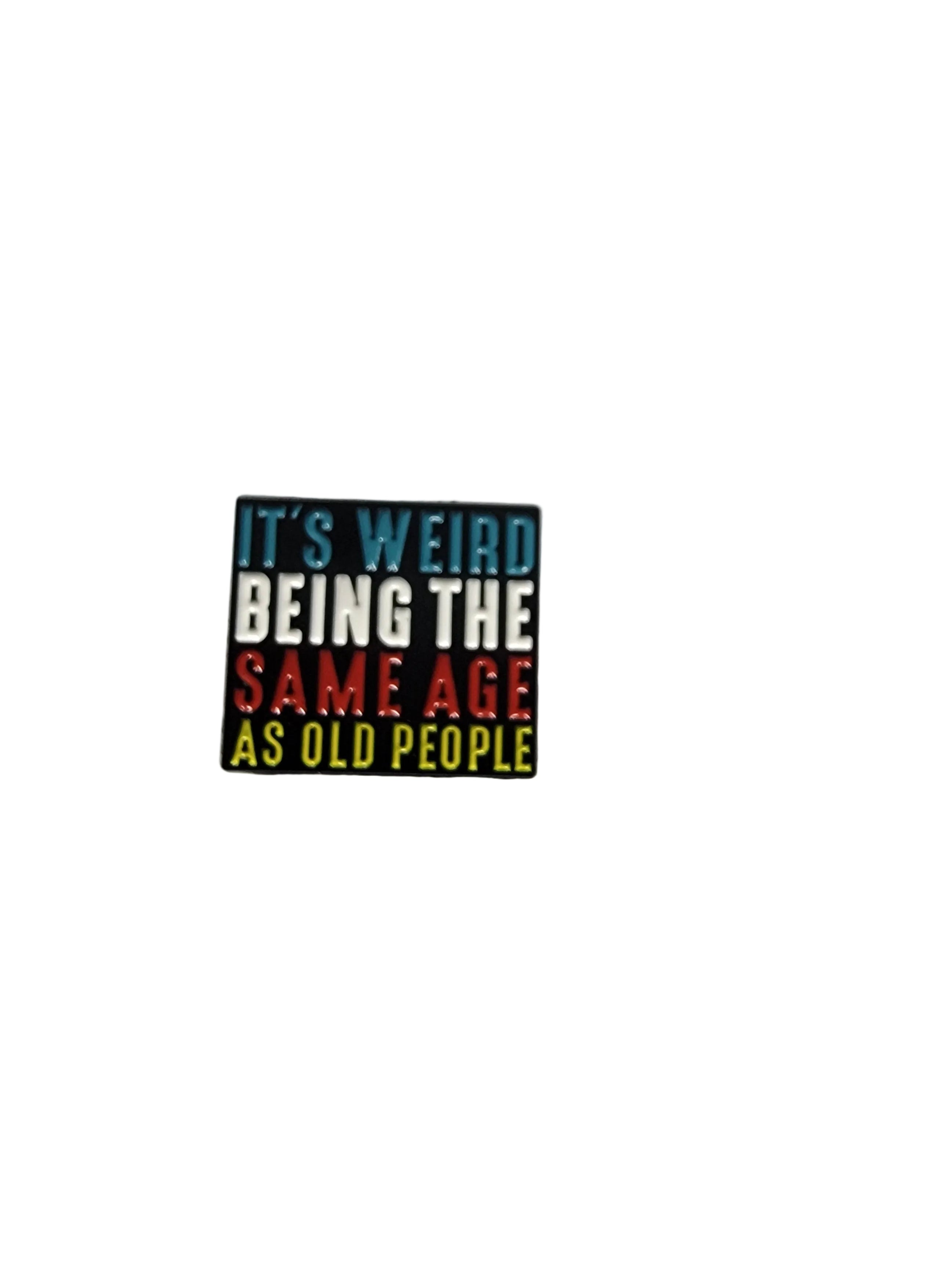 Colorful text pin on a white background