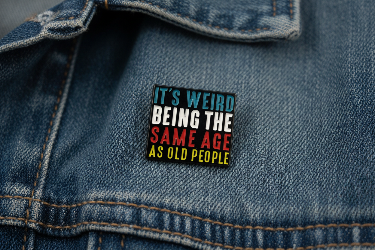 It's Weird Being the Same Age As Old People Enamel Pin, Funny Enamel Pin, Millennial Gift, Lapel and Bookbag Pin