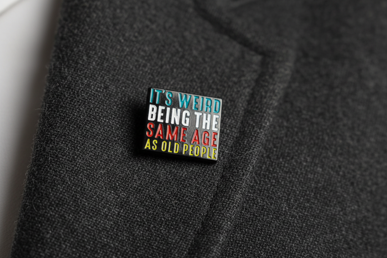 It's Weird Being the Same Age As Old People Enamel Pin, Funny Enamel Pin, Millennial Gift, Lapel and Bookbag Pin