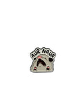 Small decorative item with text on a white background