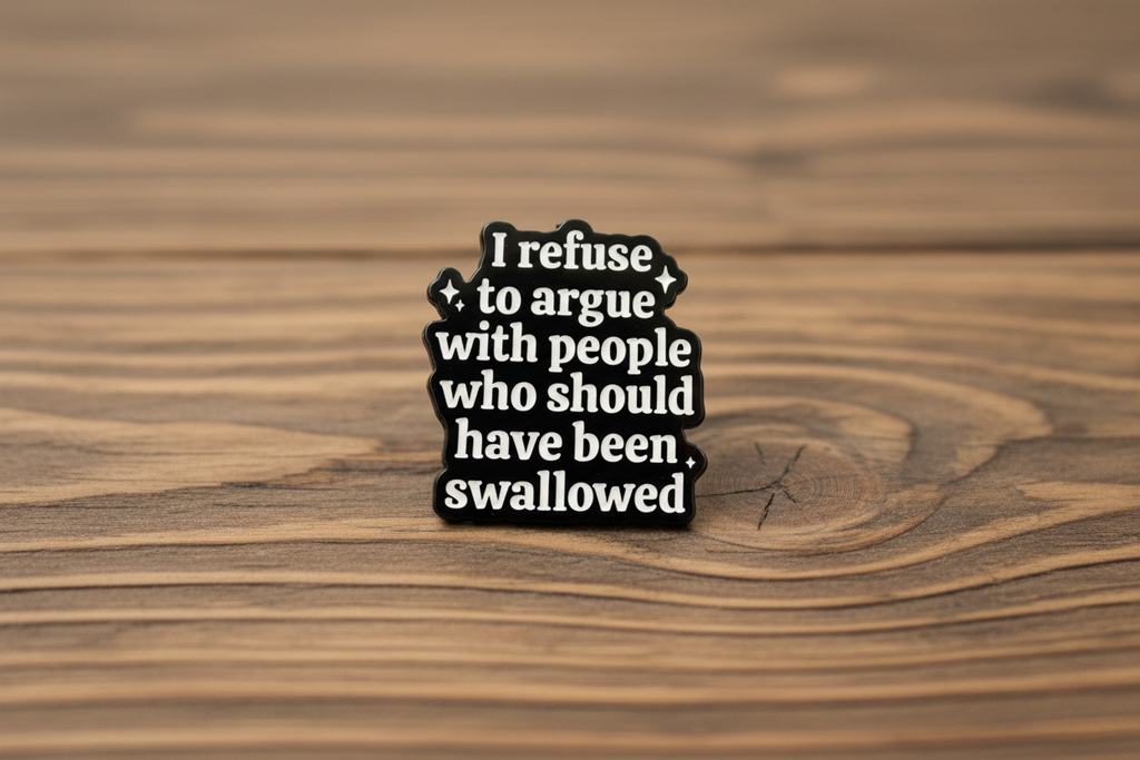 Black and white text pin on a wood background