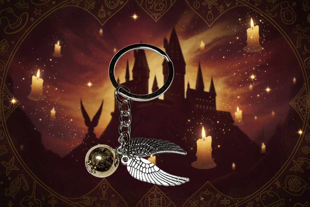 Magical Flying Ball Keychain – Gold & Silver Winged Charm, Wizard Sport Inspired, Fantasy Gift for Book Lovers