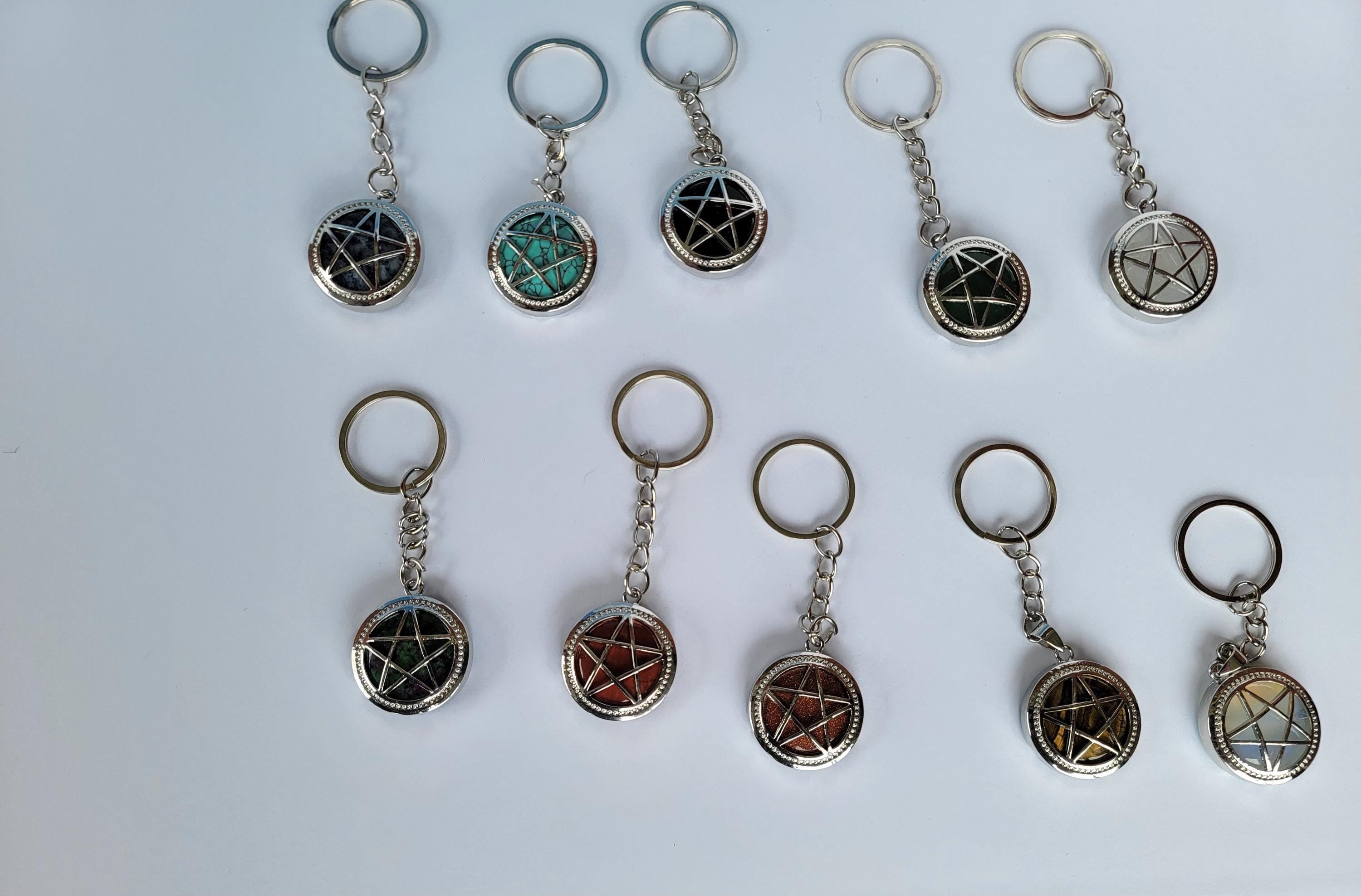 Pentagram Keychain – Witchy Pentacle Charm, Silver Alloy Steel Key Ring, Pagan Wiccan Gift, Gothic Bookbag Accessory