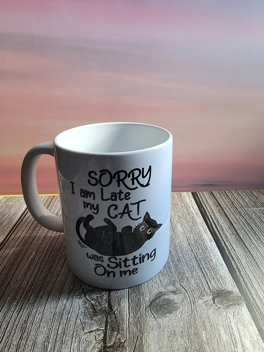 Sorry I’m Late My Cat Was Sitting on Me Coffee Mug – Funny Cat Lover Mug for Cat Moms & Cat Dads