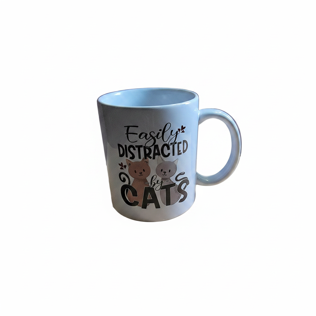 Easily Distracted by Cats Coffee Mug – Cute Cat Lover Mug for Cat Moms & Cat Dads