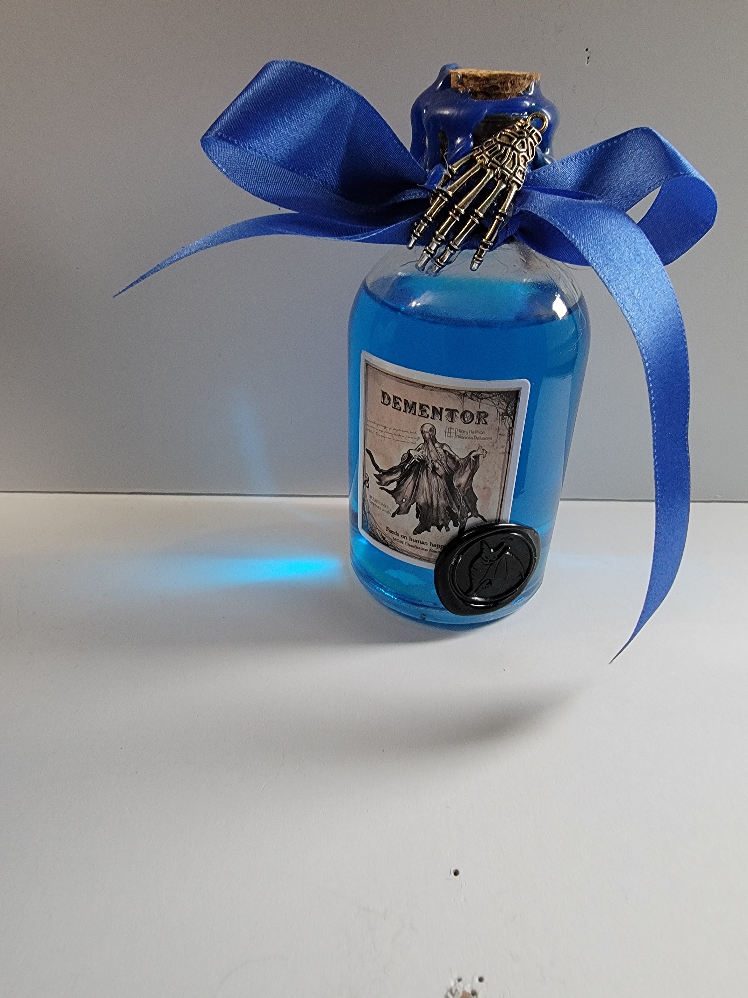 Swirling Blue Potion Bottle – Gothic Witch Decor – DND Display Prop – Fantasy LARP Accessory