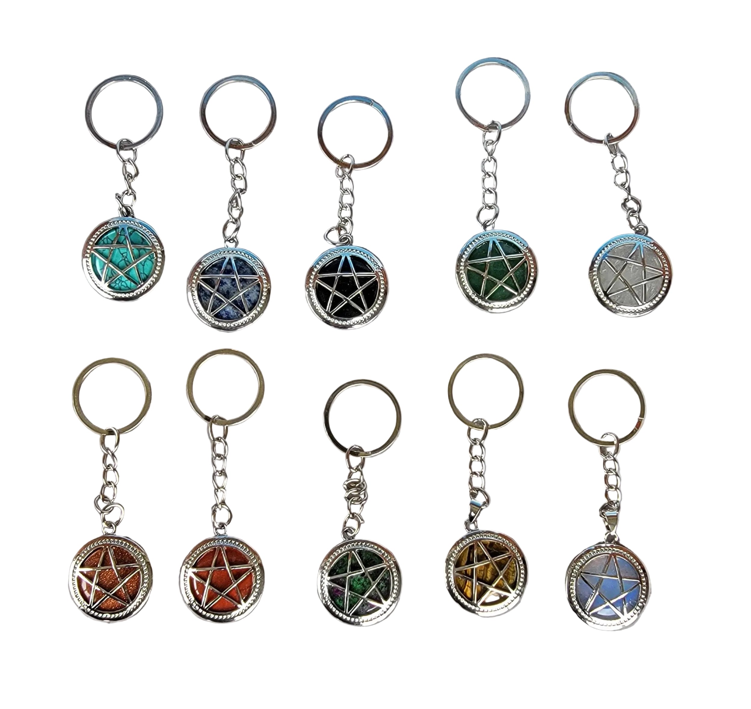 Pentagram Keychain – Witchy Pentacle Charm, Silver Alloy Steel Key Ring, Pagan Wiccan Gift, Gothic Bookbag Accessory
