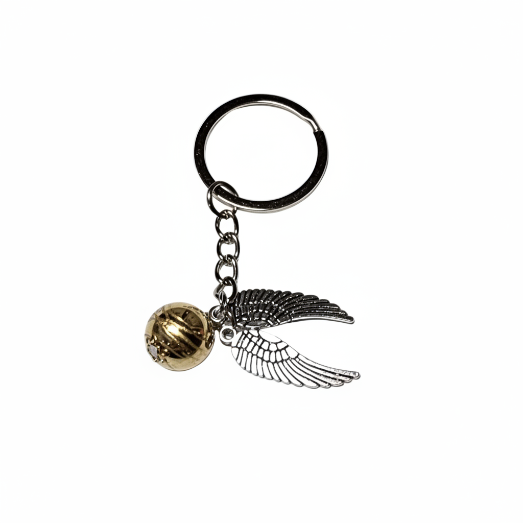 Magical Flying Ball Keychain – Gold & Silver Winged Charm, Wizard Sport Inspired, Fantasy Gift for Book Lovers