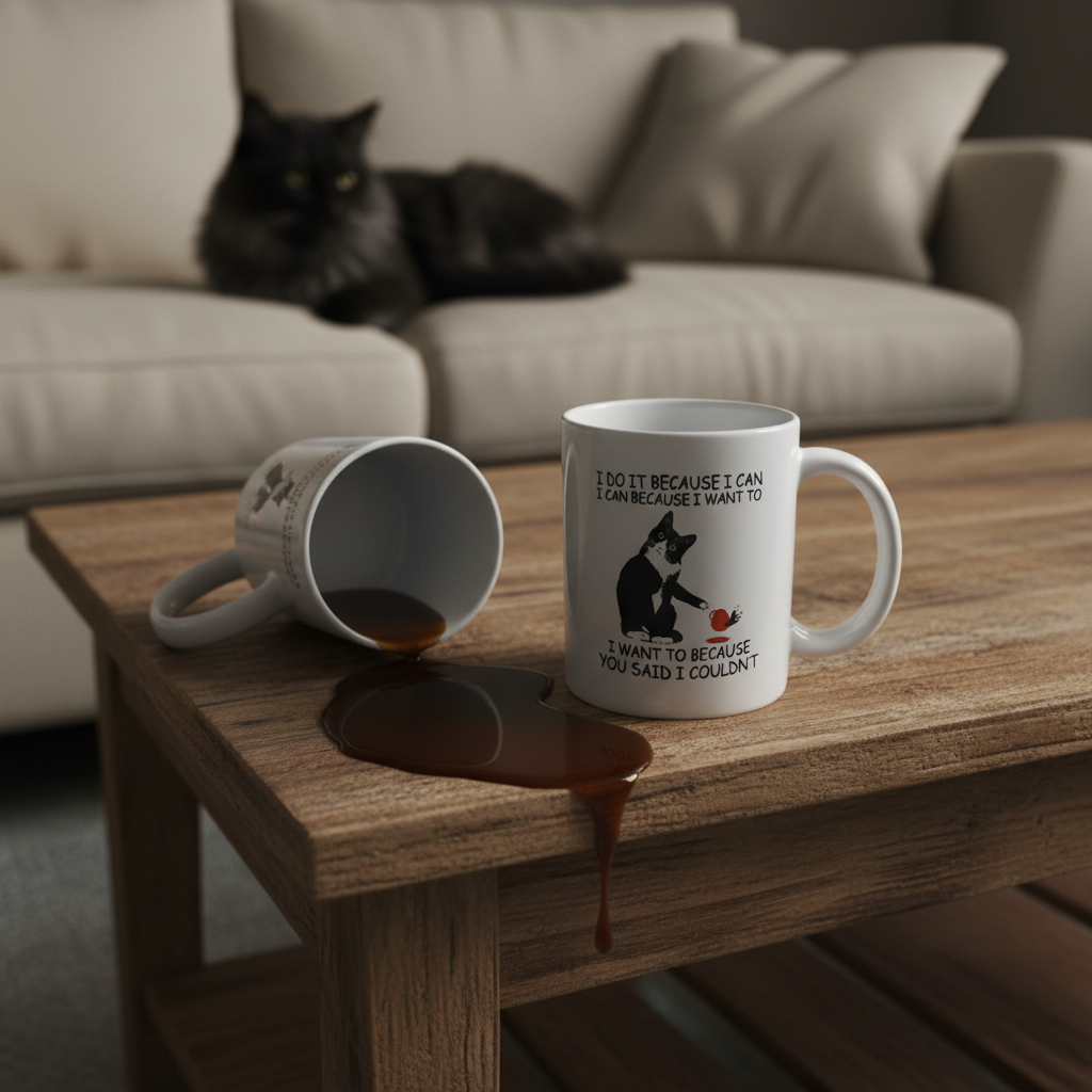 Funny Tuxedo Cat Coffee Mug – “I Do It Because I Can” Cat Lover Mug