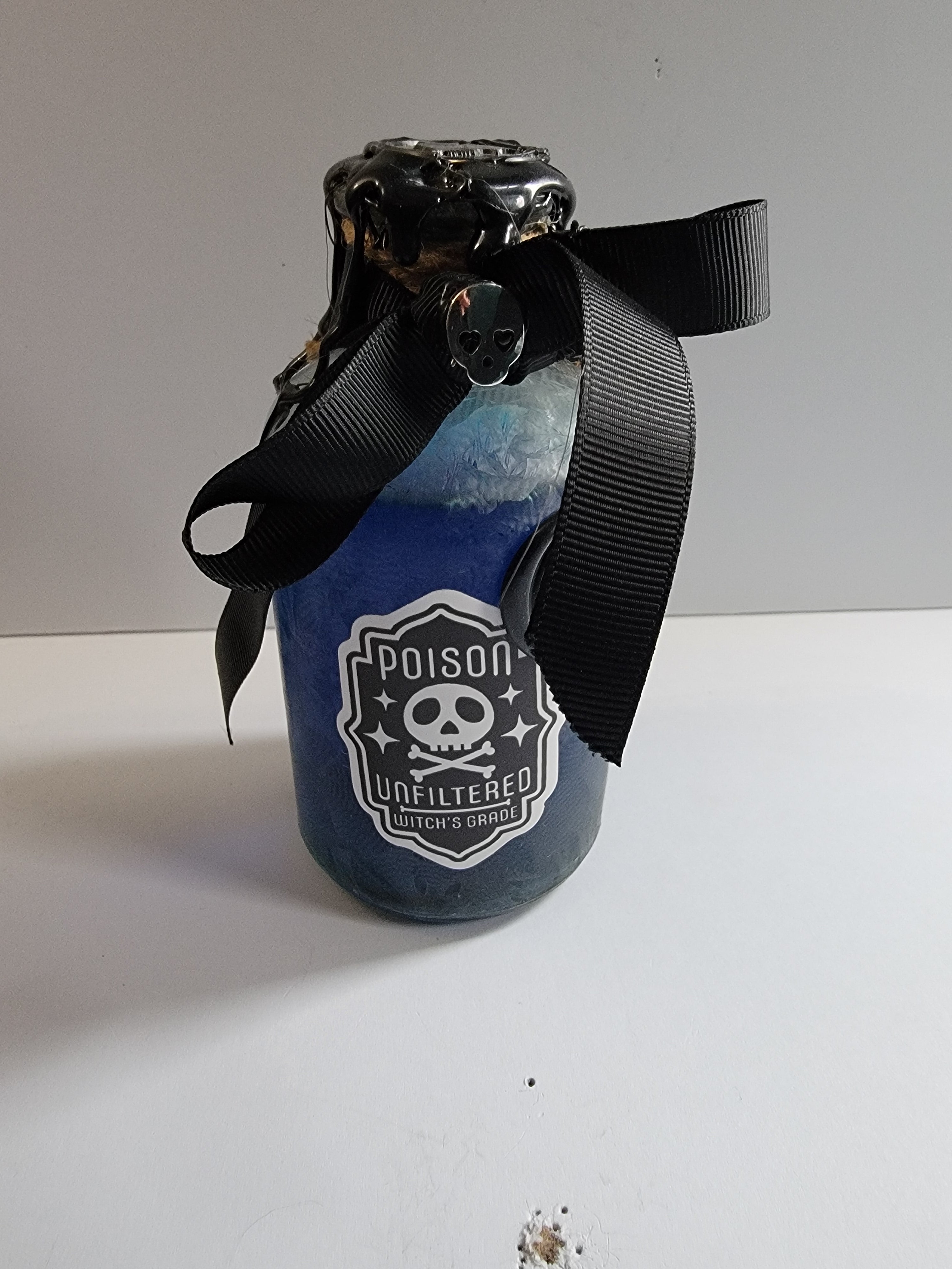 Swirling Blue Potion Bottle – Gothic Witch Decor – DND Display Prop – Fantasy LARP Accessory