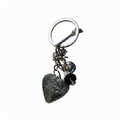 Witch Keychain with Purple Gem – Silver Charm Key Ring, Witch Hat Broom Cauldron, Gothic Witchy Gift, Halloween Accessory