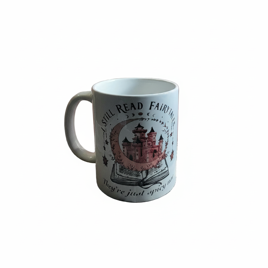 I Still Read Fairy Tales, They’re Just Spicy Now Coffee Mug – Booktok Fantasy Reader Gift with Castle Design