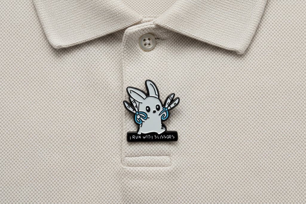 I Run With Scissors Enamel Pin - Funny Animal Pin, Meme Lover Gift, Backpack and Lapel Pin