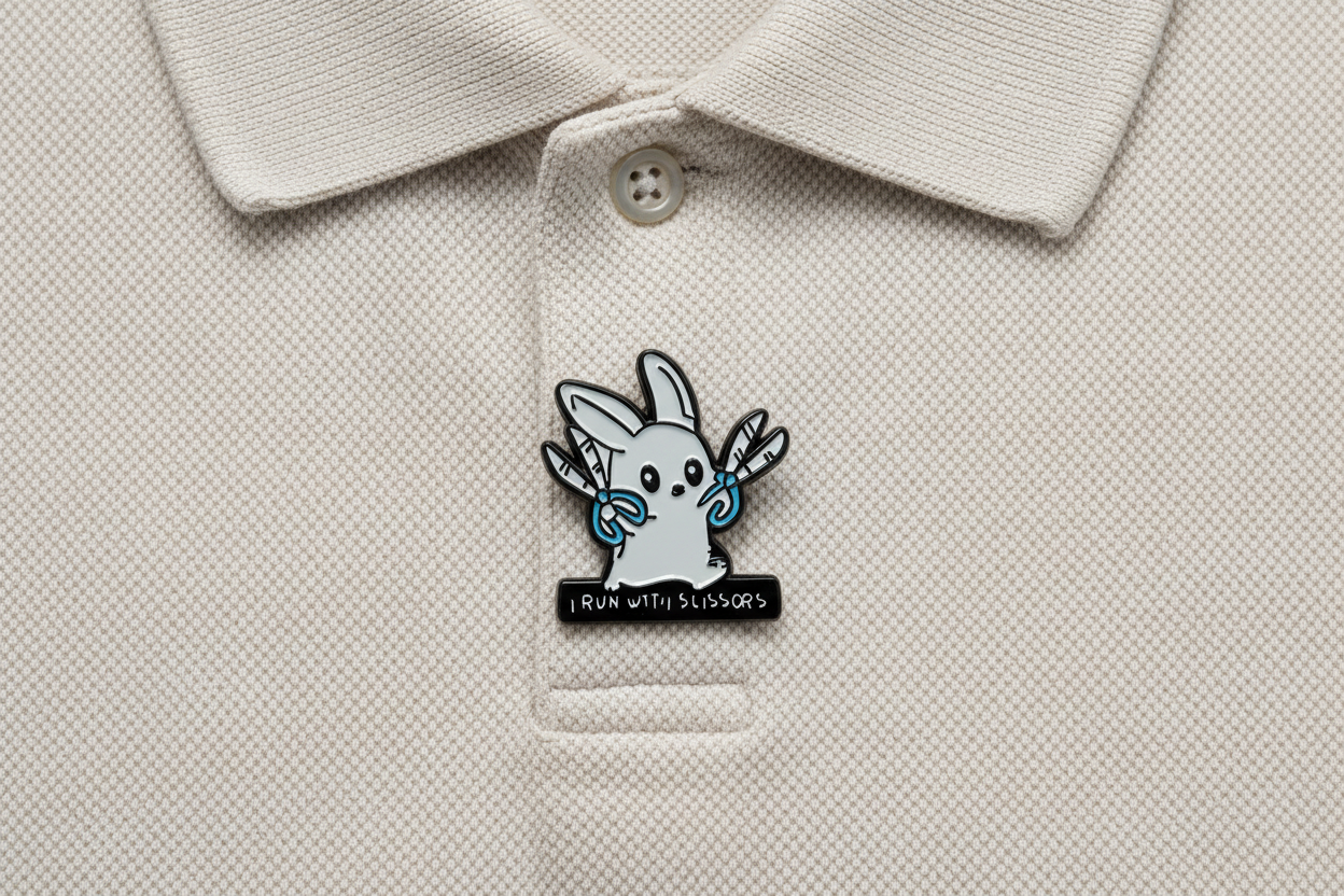I Run With Scissors Enamel Pin - Funny Animal Pin, Meme Lover Gift, Backpack and Lapel Pin