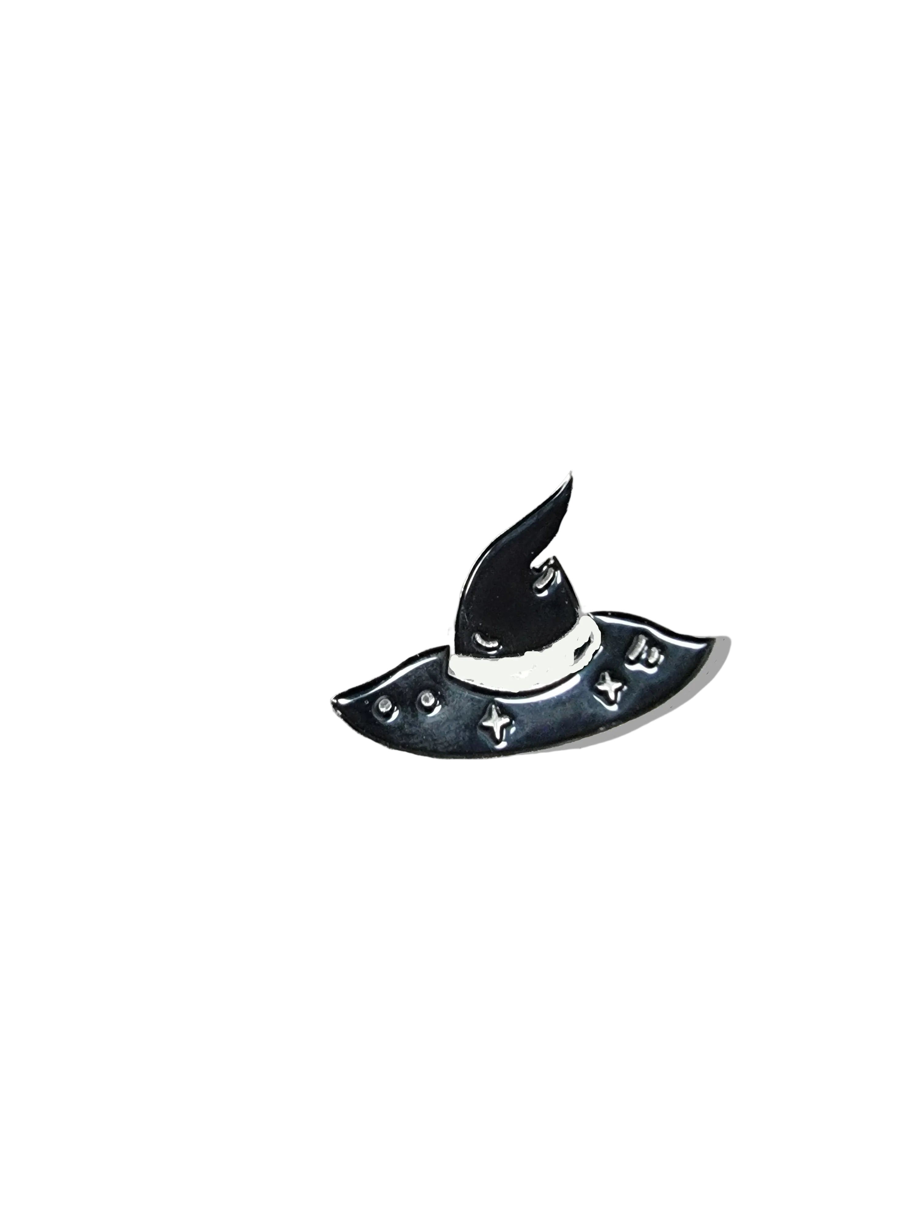 silver and black witch hat enamel pin Halloween gift for witchy lovers