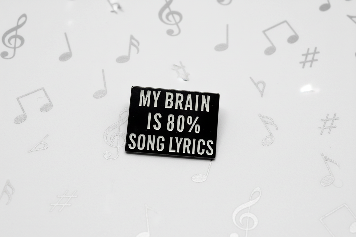 My Brain is 80% Song Lyrics Enamel Pin, Meme Enamel Pin, Funny Gift, Lapel and Bookbag Pin