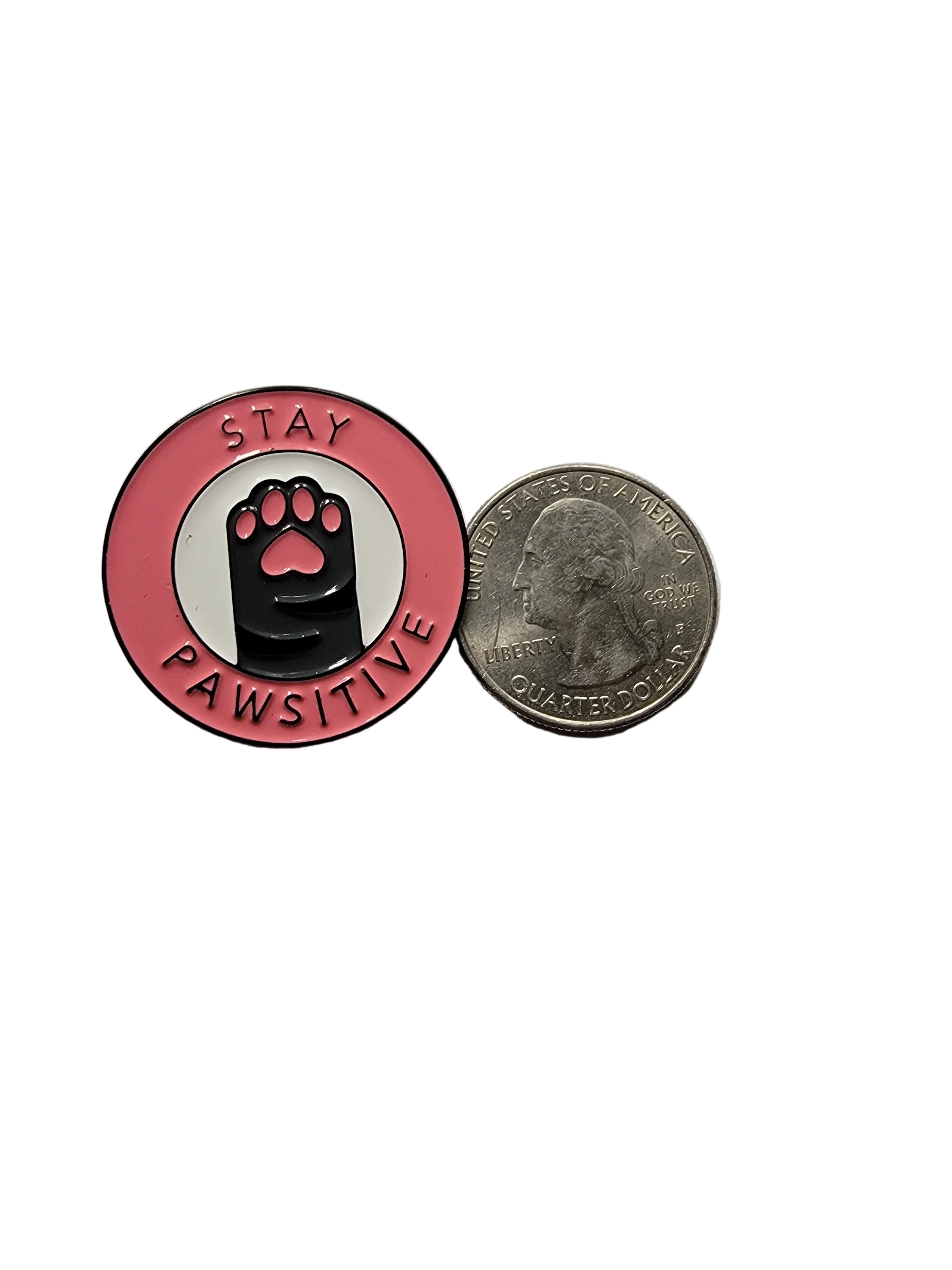 Stay Pawsitive Enamel Pin - Cute Cat Pin, Cat Lover Gift, Bookbag and Lapel Pin