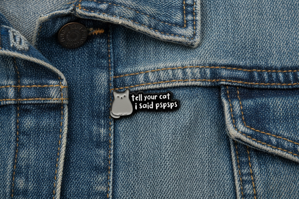 Tell Your Cat I said Pspsps Enamel Pin- Cute Enamel Pin, Cat Lover Gift, Bookbag and Lapel Gift