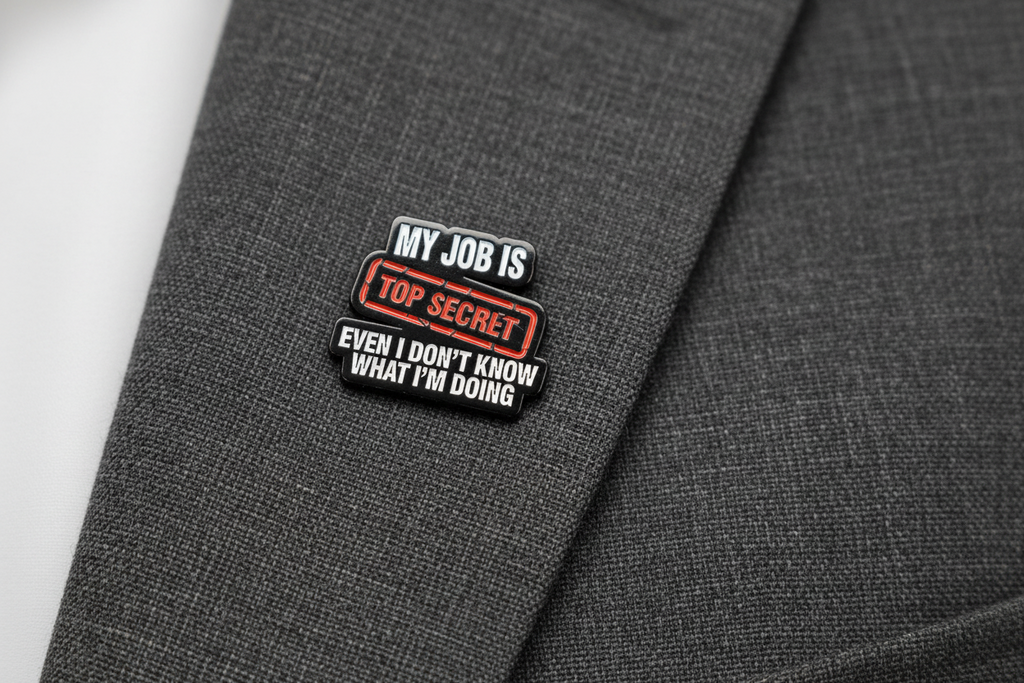 My Job Is Top Secret Even I Don't Know What I'm Doing Enamel Pin - Funny Meme Pin, Coworker Gift, Lapel and Bookbag Pin