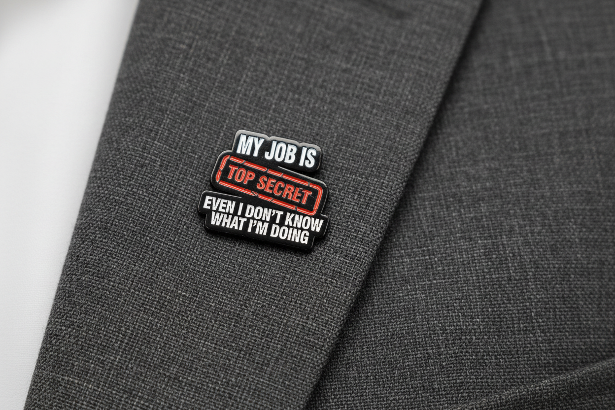 My Job Is Top Secret Even I Don't Know What I'm Doing Enamel Pin - Funny Meme Pin, Coworker Gift, Lapel and Bookbag Pin