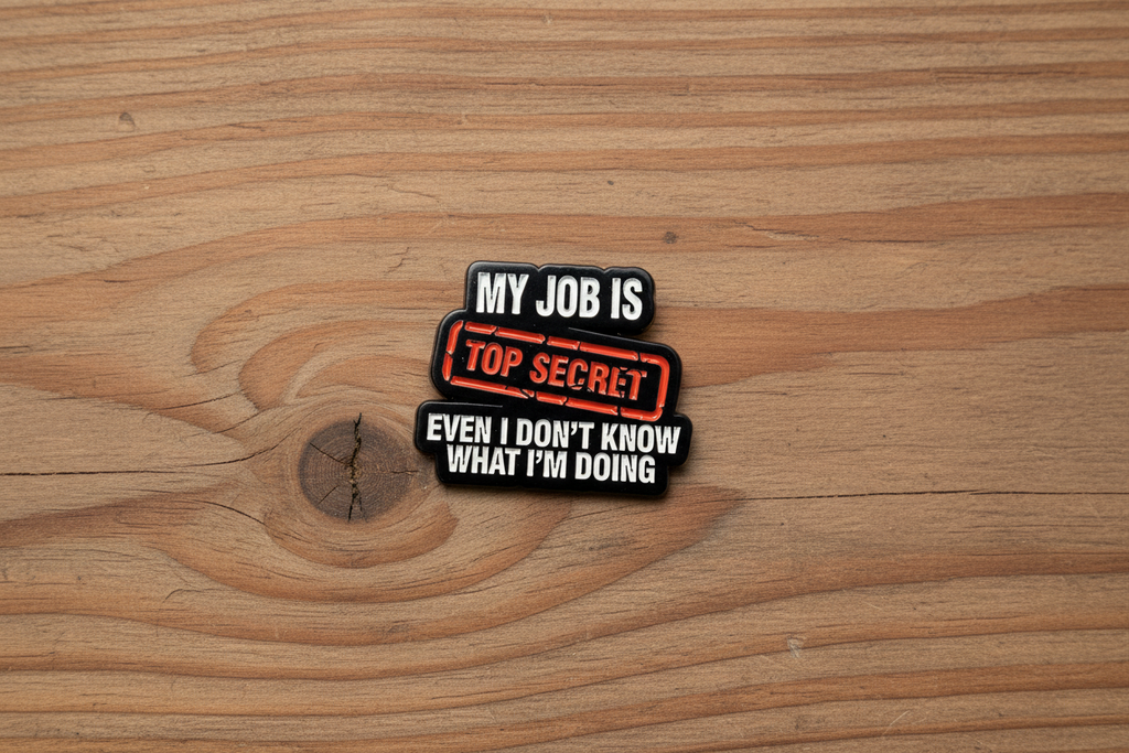 My Job Is Top Secret Even I Don't Know What I'm Doing Enamel Pin - Funny Meme Pin, Coworker Gift, Lapel and Bookbag Pin