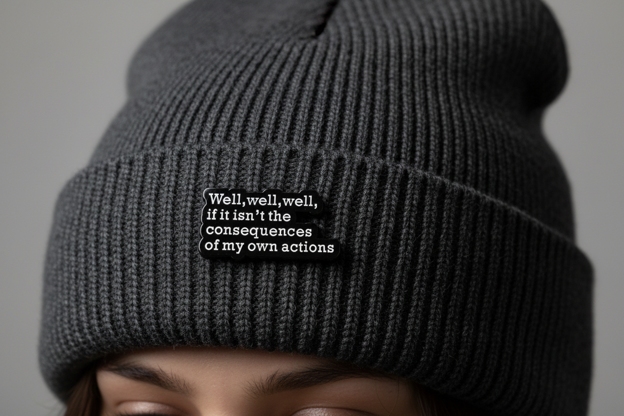 Well Well Well If It Isn't The Consequences Of My Own Actions Enamel Pin - Funny Meme Pin, Sibling Gift, Bookbag and Lapel Pin
