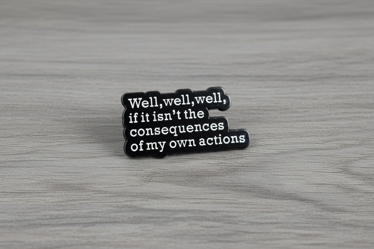 Black and white text pin on a wood background