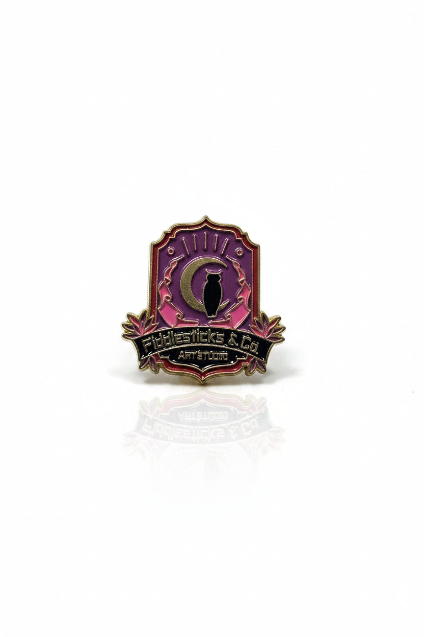  witchy owl enamel pin featuring crescent moon, witchy gift for jackets and bags 