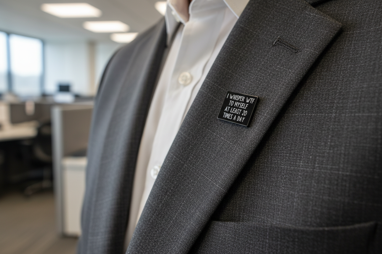 I Whisper WTF to Myself About 20 Times A Day Enamel Pin - Funny Meme Pin, Coworker Gift, Lapel Backpack Pin