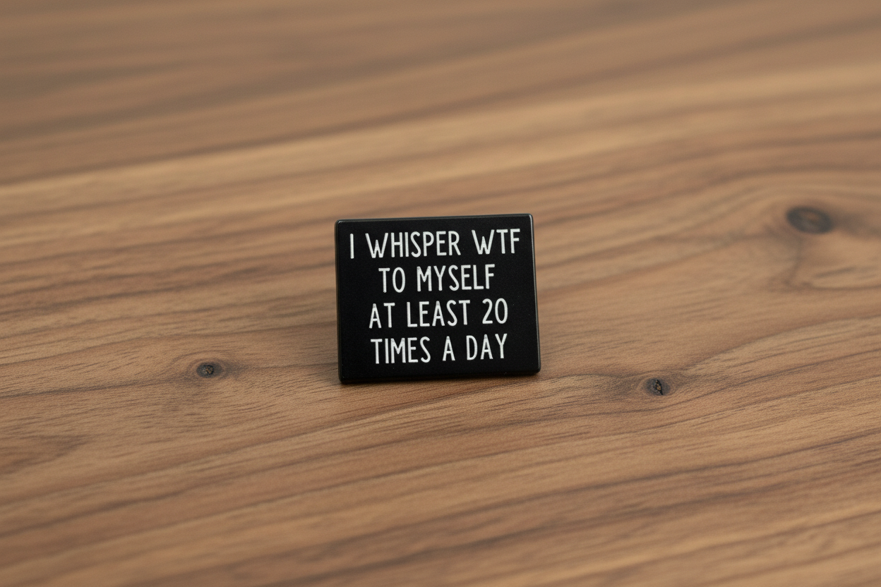 I Whisper WTF to Myself About 20 Times A Day Enamel Pin - Funny Meme Pin, Coworker Gift, Lapel Backpack Pin