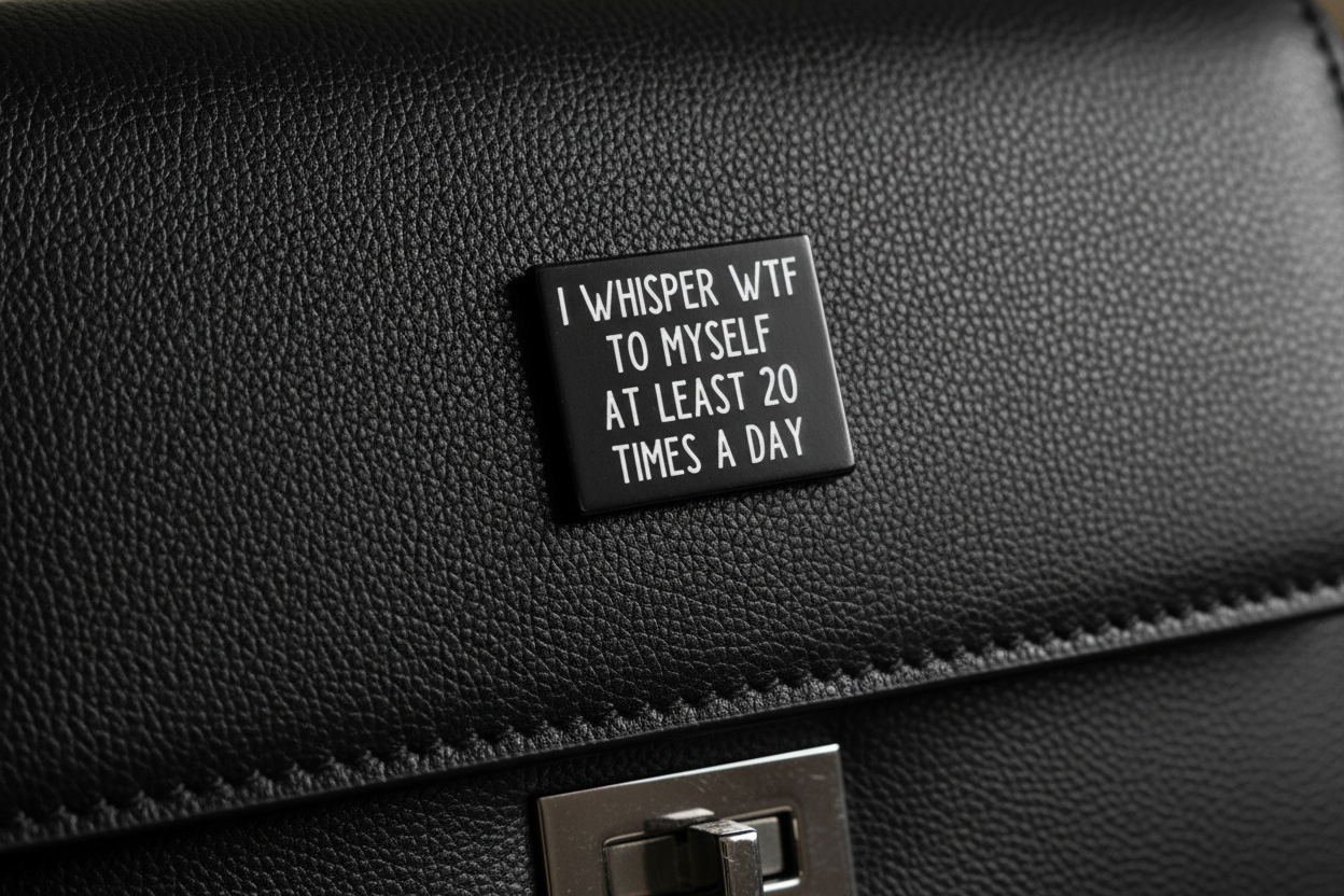 I Whisper WTF to Myself About 20 Times A Day Enamel Pin - Funny Meme Pin, Coworker Gift, Lapel Backpack Pin