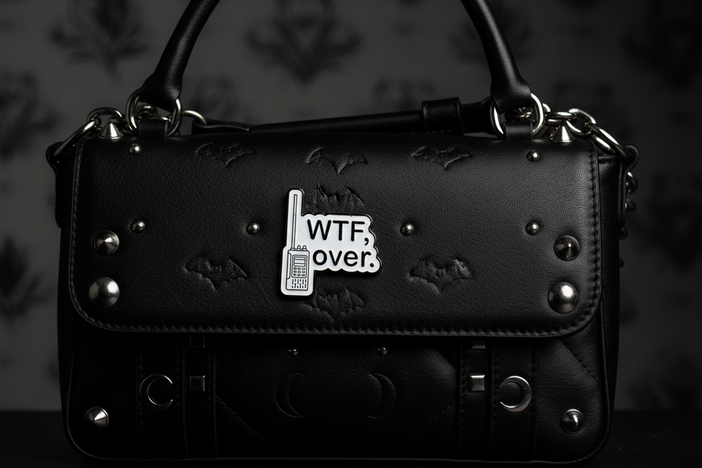 WTF Over Enamel Pin Funny Meme Pin, Sarcastic Sibling Gift, Bookbag and Lapel Pin