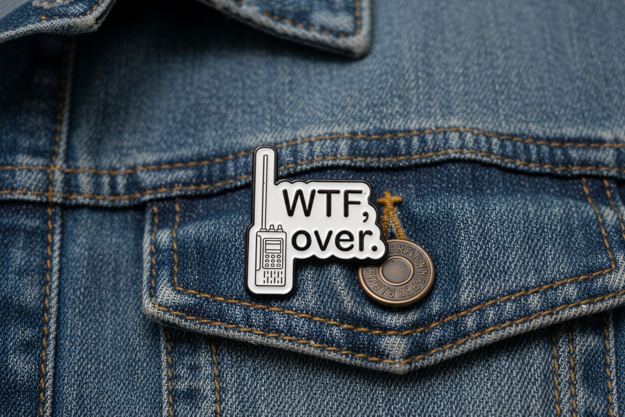 WTF Over Enamel Pin Funny Meme Pin, Sarcastic Sibling Gift, Bookbag and Lapel Pin